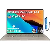 ASUS Zenbook 14 AI Business Laptop (14" FHD+ OLED, Snapdragon X Plus (>Intel i7-1355U), 16GB 8533MT/s, 1TB SSD), Copilot+ PC, IST Hub, IR Webcam, 32-Hr Battery, 2X Thunderbolt 4, Win 11 Home, UX3407