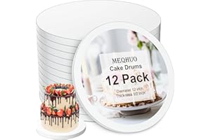 MEQHUO 12 Pcs Cake Boards - 12 Inch Round, 1/2 Inch Thick Professional Cake Base Boards