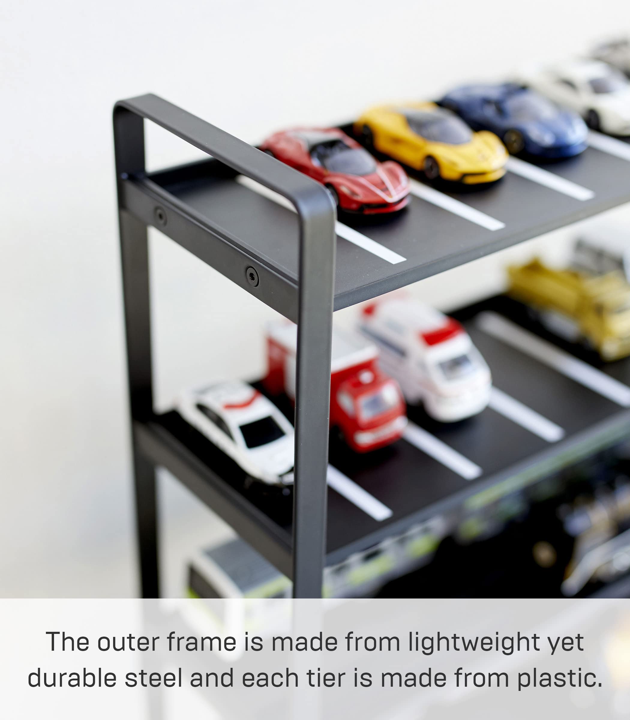 YAMAZAKI Home Tower Train Storage Display | Hotwheels Model Car Display | Kids Toy Storage - Steel