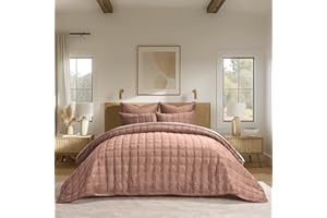 EVERGRACE 3 Pieces Luxurious Velvet Quilt Queen Size, Ultra Soft Bedspread Coverlet Set, Double Box Stitch Lightweight Velvet Comforter for All Season with 2 Shams, Terracotta Clay, 108"x96"