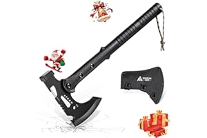 Freelander Camping Axe with Sheath, Sharp Tactical Hatchet Axe with Clip and Bottle Opener, Multi-Functional Hammer Tactical Tomahawk, Survival Tomahawk Axe for Camping (Black, 15 Inch)