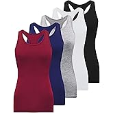 BQTQ 5 Pack Racerback Tank Tops for Women Sleeveless Workout Tank Top Ladies Undershirts Slim Fit Tanks Tops