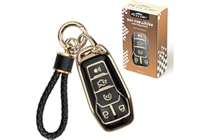 PJLJY Key Fob Cover, Compatible with Ford Fusion Mustang F150 Edge Explorer Lincoln MKZ MKC MKX,Full Protection Key Fob Case with Keychain(Black)