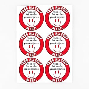 50pcs 50mm Children Food Allergy Awareness Kids Warning Safety Stickers Baby Allergies Signs Information