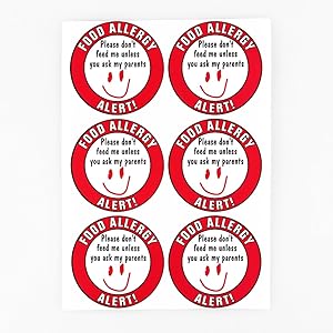 50pcs 50mm Children Food Allergy Awareness Kids Warning Safety Stickers Baby Allergies Signs Information