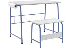 SD STUDIO DESIGNS Project Center, Kids Craft Table with Bench In Blue / Spatter Gray 55126