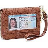 SENDEFN Credit Card Holder Wristlet Woman Wallets RFID Blocking Zipper Purse with ID Window