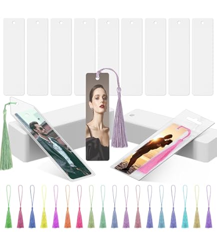 JIEYAO 50 Pcs Sublimation Bookmark Blanks With Colorful Tassels - DIY Metal Bookmarks For Crafts & Gifts