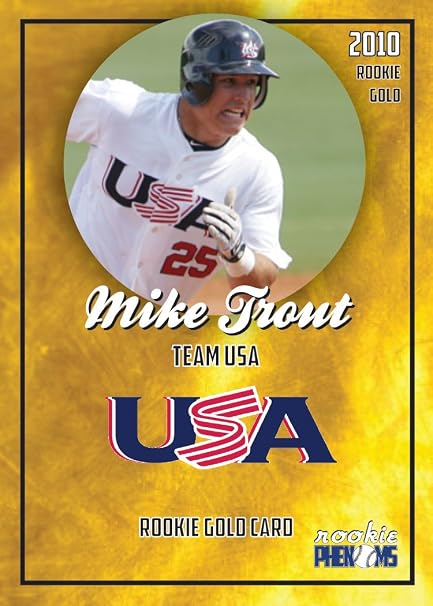 MIKE TROUT 2010 ROOKIE PHENOMS VERY RARE GOLD TEAM USA CARD MINOR 