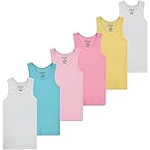 Pink Angel 6-Pack Girls Tank Tops - Undershirts, Trendy Ribbed Sleeveless Summer Shirts - Kids Tank Tops