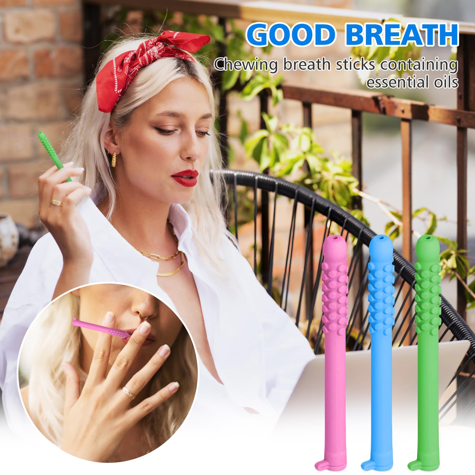 Chewable Breather Quit,3PCS Chewable Essential Oil Breath Stick,Breather Stick with Essential Oil for Aromatherapy on The Go Natural Focus