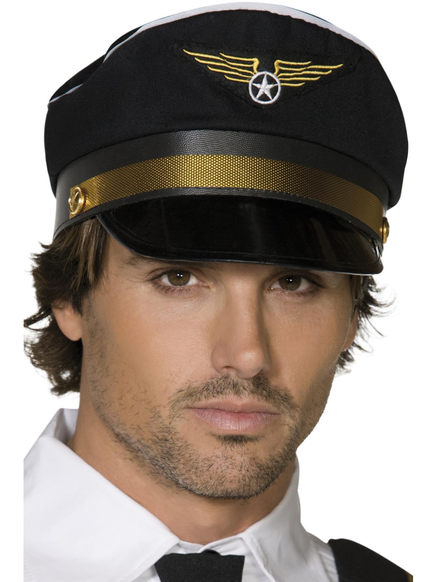 Smiffys Pilots Cap, Black , Icons & Idols Fancy Dress, Pilot Dress Up Hats Halloween