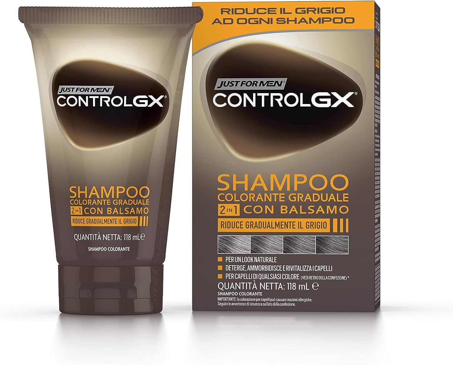 Just for men Control GX, Grey Reducing 2-in-1 Shampoo & Conditioner for Grey Hair All Shades, 147 ml — image 1