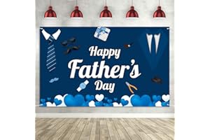 HOLIWOER Happy Fathers Day Decorations Banner Backdrops for Photography, Extra Large 6x4FT Father's Day Background Party Supplies Family Photo Booth Props for Video Shoot Studio Prop