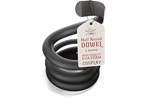 The Foamory's No Waste Half Round EVA Foam Dowel. 5-25mm x 1M High-Density Black Craft Foam Stick. Pre-Cut for Quick Cosplay Armor Trim, Weapon Enhancement and Costumes. Time Saving, Paint-Ready Bevel