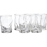 Bormioli Rocco Sorgente Rocks Glasses Set of 6-10.25 oz Sculpted Drinkware for Water, Juices &amp; Soft Drinks - Italian Crystal Glass Tumblers for Dining &amp; Entertaining - Dishwasher Safe