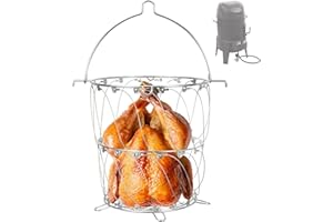 BBQ FUTURE Turkey Fryer Basket for Charbroil The Big Easy TRU-Infrared 3-in-1 Smoker Roaster & Gas Grill 14101550, Heavy-Duty Stainless Steel Basket Replacement Part for Char-Broil Deep Fryer Accessories