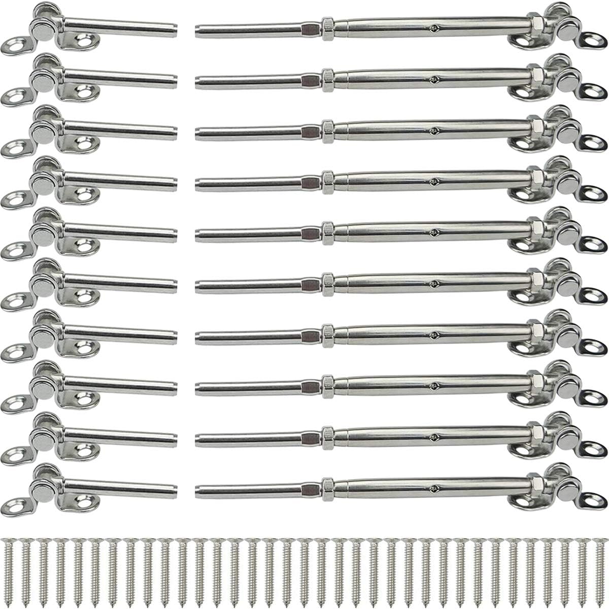 Lulultn 10 Pairs Stainless Steel Cable Railing Hardware Kit, for 3/16