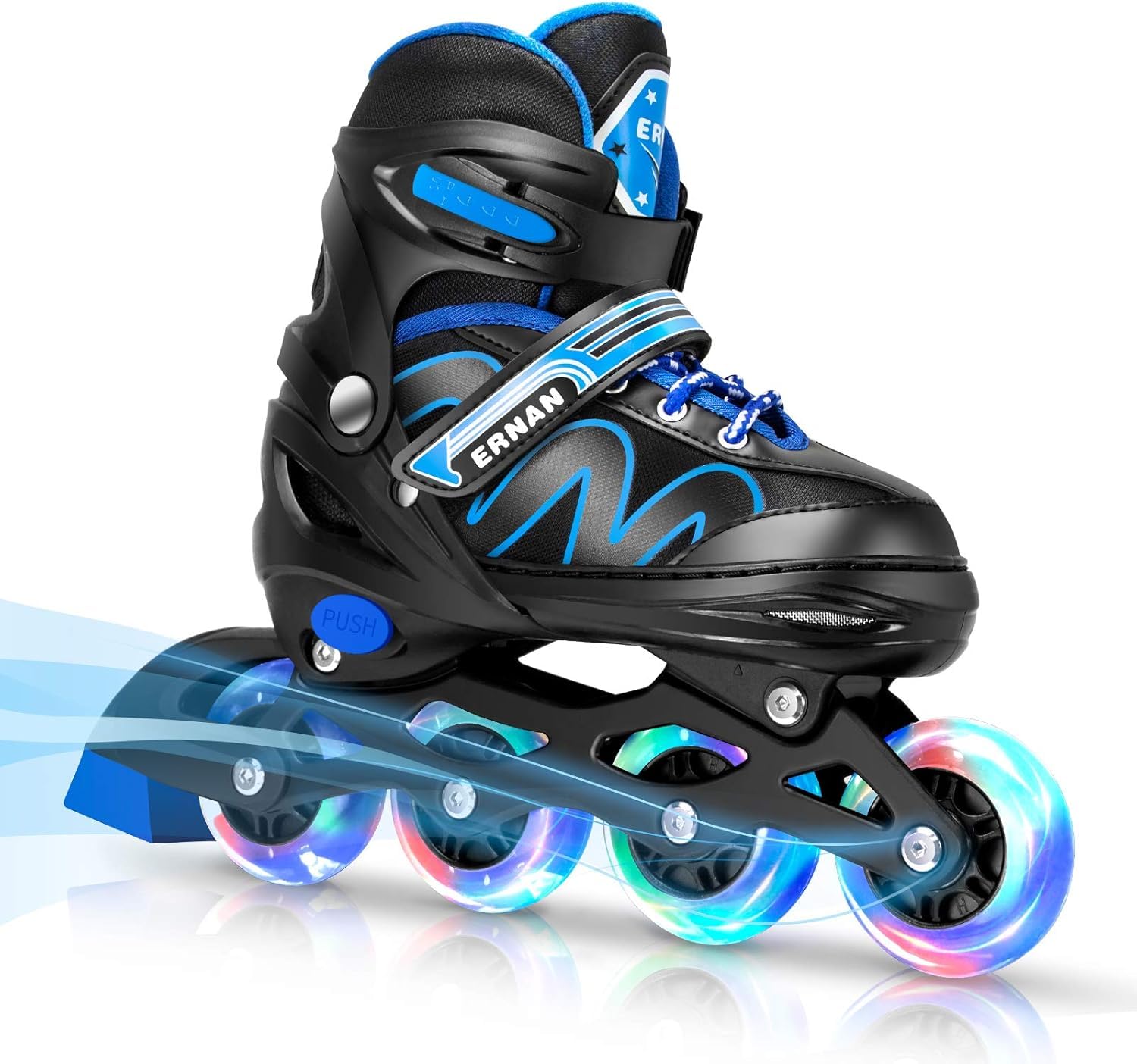 ERNAN Inline Skates,Adjustable Light up Kids Inline Skates, for Boys and Girls, Roller skates for Kids Youth, Beginner (Blue, M)