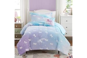 Kaleido Space Twin Bedding Sets for Girls - 3 Pieces Glow in The Dark Unicorn Twin XL Comforter Sets for Girls 1 Comforter, 1 Decor Pillow, 1 Pillow Sham