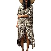 Chunoy Women Loose Long Flowy Open Front Kimono Cardigan Beach Wear Cover Up