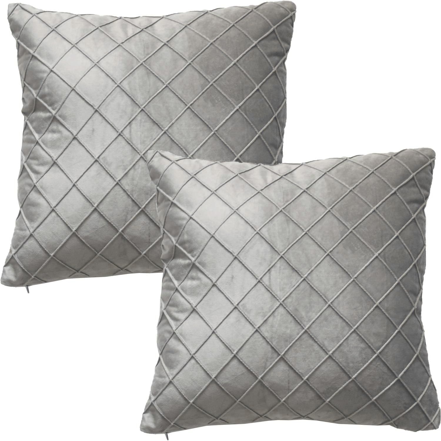 GONOVE Cushion Covers 45X45cm Soft Velvet Decorative Throw Pillow Cases Pack of 2 Square Pillow Covers Pillowcases with Invisible Zipper for Home Couch Sofa Bed, Grey