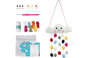 Cloud Crochet Yarn Kit for Beginners Kids, DIY Amigurumi Decoration with Crochet Yarns, Hook, Instruction, Crochet Accessorie