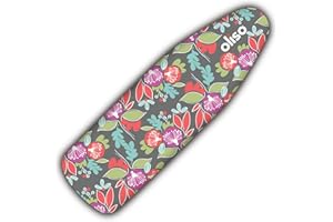 oliso Ironing Board Cover – 100% Cotton with Professional Felt Pad, Fits Standard 54" x 15" Boards – Secure Fit with Wide Elastic Edge & Adjustable Straps – Floral