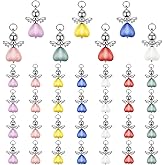 Hikio 42 Pcs 7 Colors Angel Wing Charms Angel Wing Pendants Heart Beads Guardian Charms for Jewelry Making Necklace Bracelet Earring Keychain DIY Craft Decoration