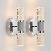 SHYIFOO Wall Sconces Set of 2, Chrome 10W Dimmable LED Crystal Bathroom Vanity Lights with Bubble Glass, 9.8" Indoor Wall Lig