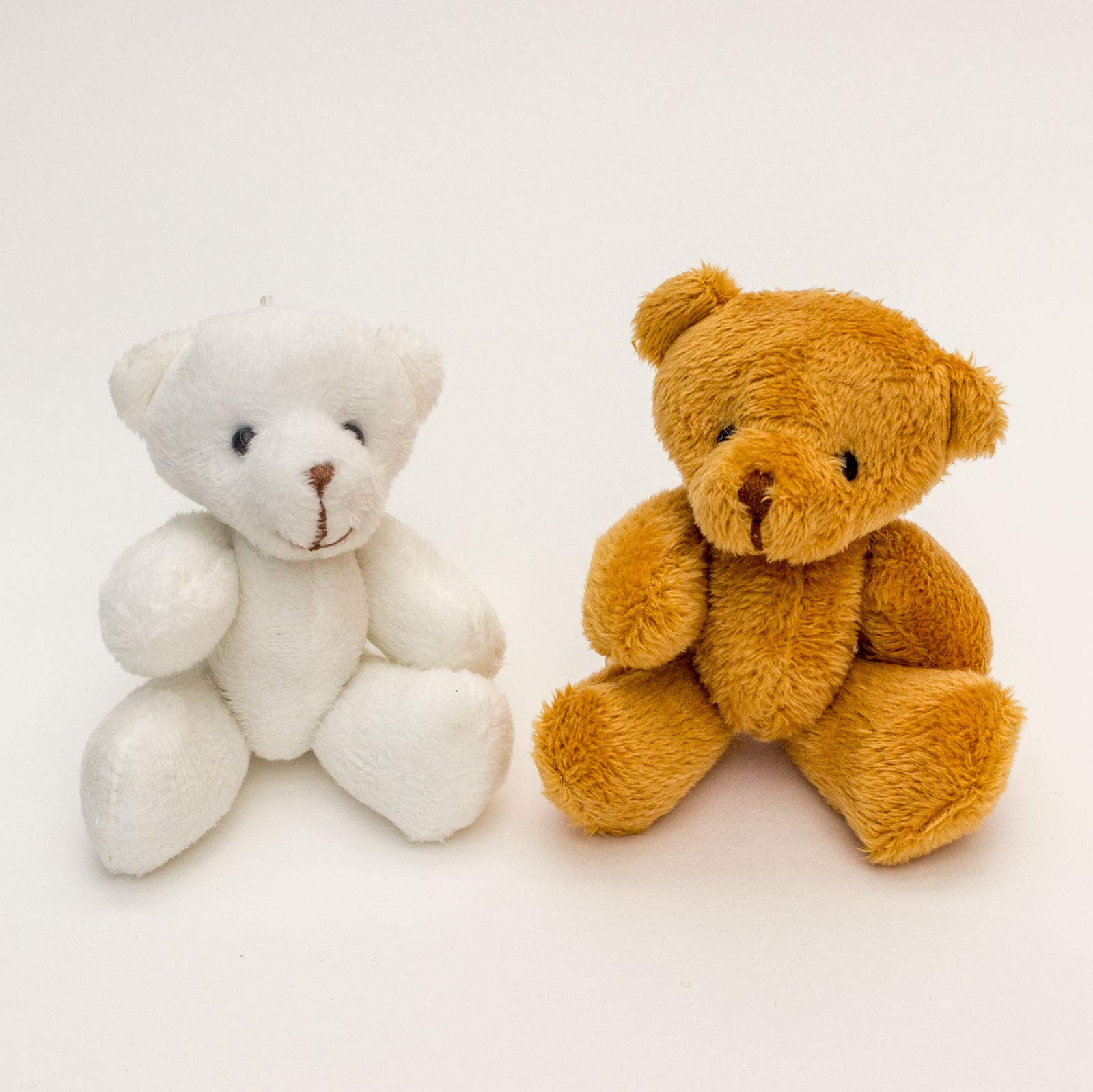 NEW 1 X BROWN And 1 X White - Teddy Bears 12cm - Cute Cuddly Soft - Gift Present