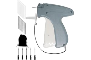 Pistola para Etiquetas De Ropa, NEX&CO Mini Stitch Gun Clothing Tagger, Hemming Gun for Clothes, Includes 5 Fine Needles, 2000 Black White Tags, 100 Pack Blank Tagging Labels, Storage Pouch (0.4”)