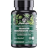 PlantFusion Vegan Magnesium Complex 375mg from Sea Water, Bioavailable Marine Magnesium with Fermented Organic Whole Food Blend, Non-GMO, Muscle & Relaxation Support, 60 Cap
