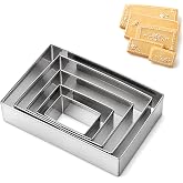 5 Pack Rectangle Cookie Cutter Stainless Steel Fondant Biscuit Molds 1.5/2/3/3.5/4.5 Inch Sandwich Cutter Shapes Square Pastry Molds Baking Supplies for Fondant Baking Craft Clay(5 Sizes)