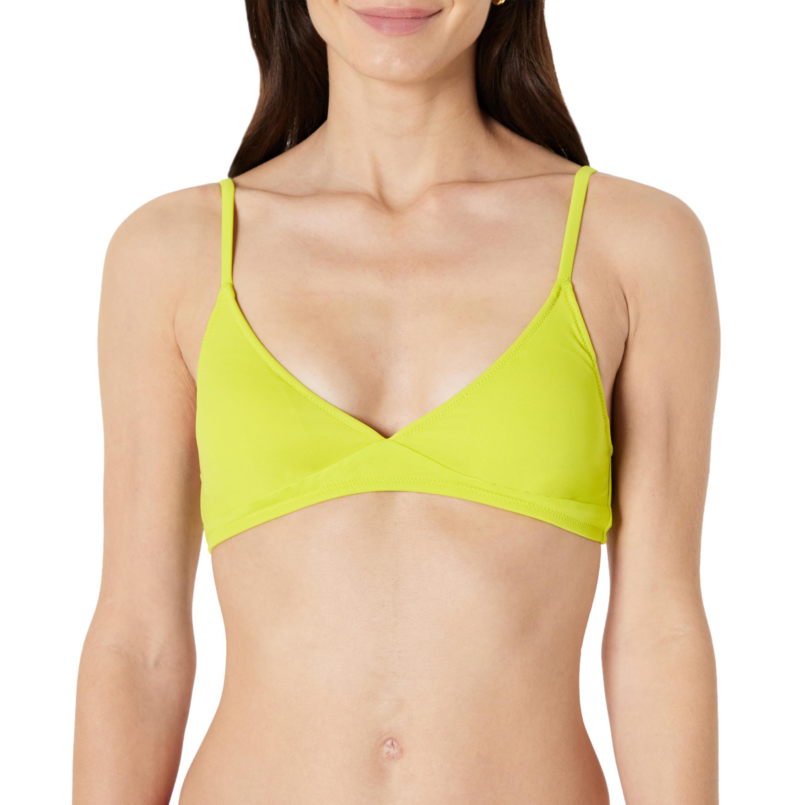 Photo 1 of Amazon Essentials Women's Light-Support Classic Bikini Swimsuit Top, Lime Green, X-Large