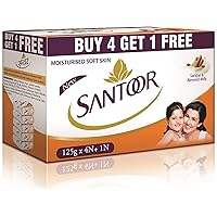 Santoor Sandal and Almond Milk Soap (Buy 4 Get 1 Free 125g each)
