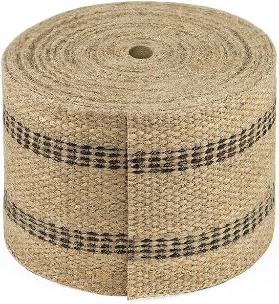 Cleverbrand Jute bing, 3.50 Inches x 8 Yards Natural with Black Stripes