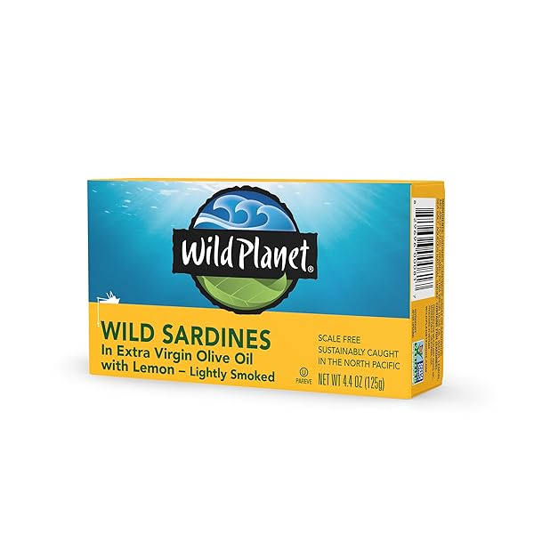WILD PLANET, SARDINES IN EXTRA VIRGIN OLIVE OIL WITH LEMON, 4.375 OUNCE