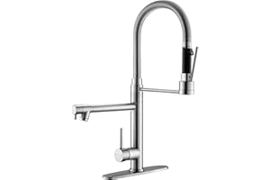 GIMILI Kitchen Faucet with Pull Down Sprayer Commercial Kitchen Faucet Double-Headed Single Handle Spring Stainless Steel Brushed Nickel Kitchen Sink Faucet