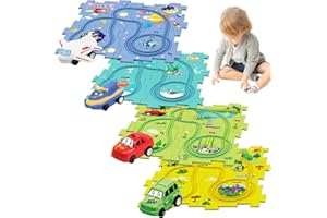 SDASD Puzzle Racer Car Track, Puzzle Racer Kids Car Track Set, Puzzle Track Car Play Set, Meet Gladness Puzzle Track, Puzzle Raceway Kids Car Track Set for Kids (5PCS,4Sets)