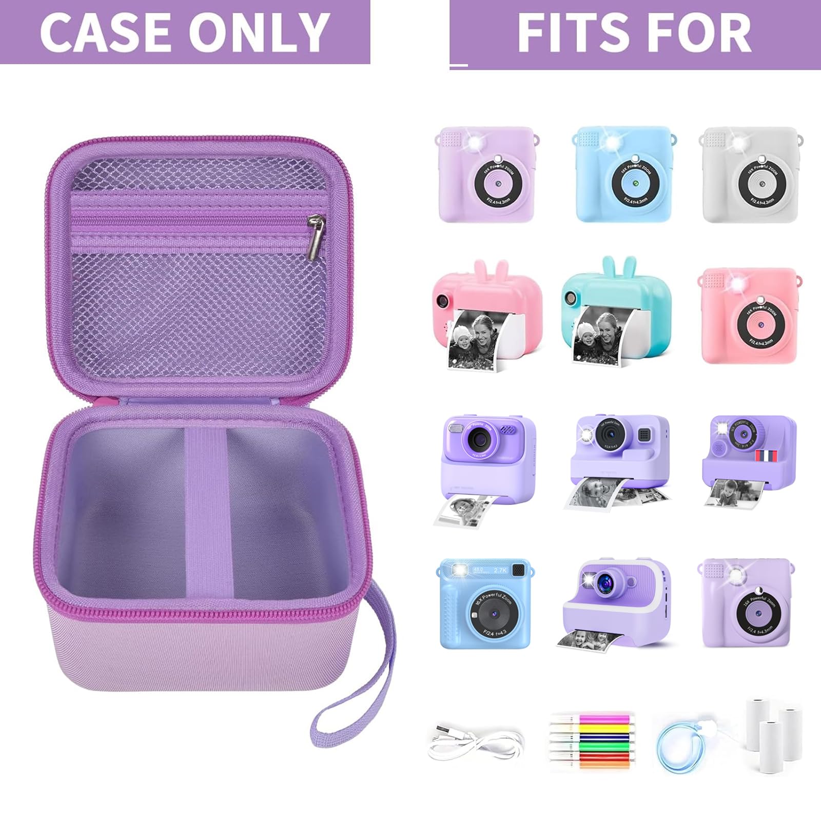 Kids Instant Print Camera Case Compatible with ESOXOFFORE for Dylanto for DUDUDRAGON for GKTZ for ETIKEZ for Dafotil for Careenoah for Aasonida Digital Video Prints Paper Bag (Box Only) Purple