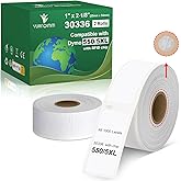 Yuanqimm 30336 1" x 2-1/8" Compatible for DYMO LabelWriter 5XL 550 550 Turbo 4XL 450 Wireless 450 Duo 450 Twin Turbo, 25mm x 54mm Label with RFID Chip, for Barcodes, 2 Rolls, 1000 Labels