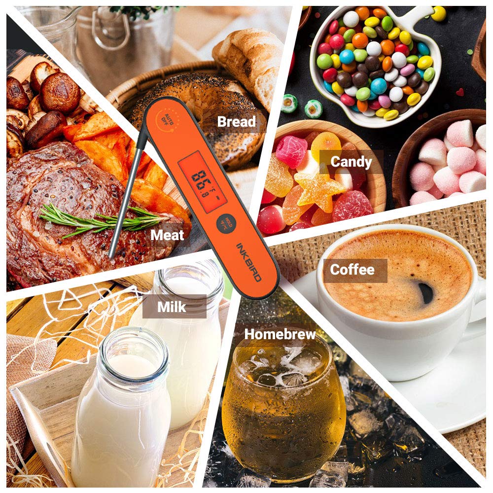 Inkbird Waterproof Instant Read Thermometer IHT-1P, Rechargeable Battery, Digital BBQ Meat Thermometer, Cooking Food Thermometer, Calibration, Magnet, Backlight for Grill,Smoker, Kitchen, Oven, Candy: Industrial & Scientific