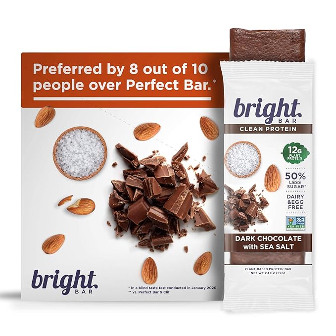 Bright Bar Plant Based Refrigerated Clean Protein Bar Dark Chocolate