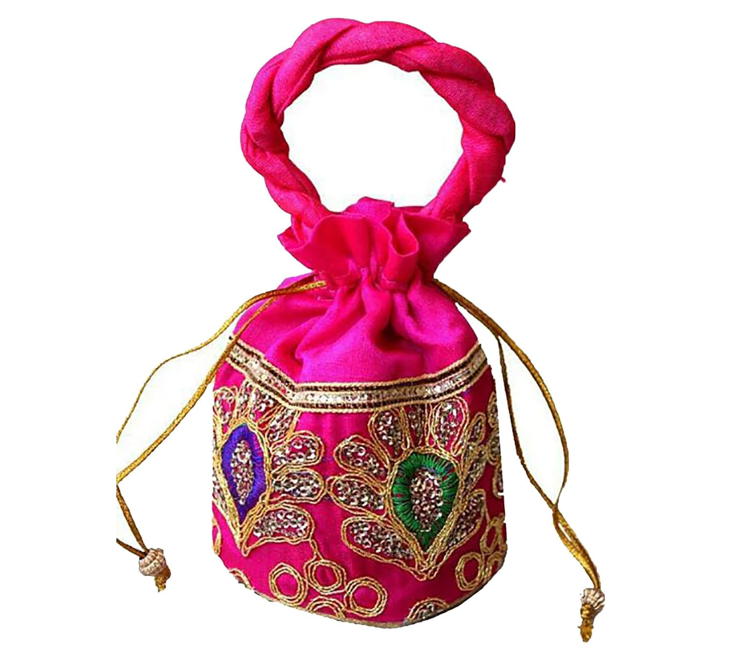 dms retail silk multicolour women's embroidered potli bag (pack of 5)