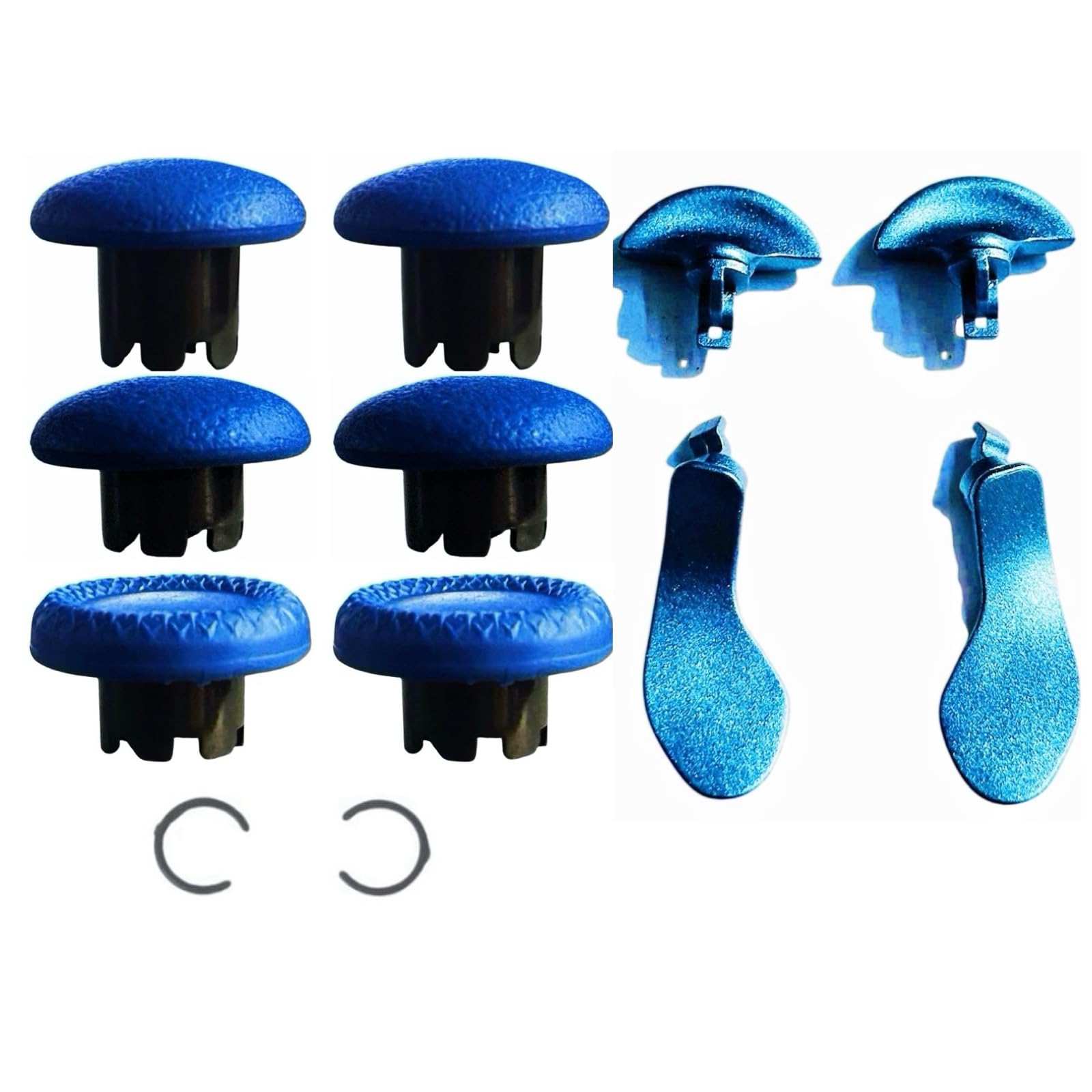DigiKree 12 in 1 Interchangeable Thumbsticks & Metal Back Paddles Replacement Parts for PS5 DualSense Edge Controller, 6 Silicone Analog Joystick Caps, 4 Paddles Trigger Buttons,2 Snap Rings (Blue)