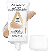 Almay Anti-Aging Foundation, Smart Shade Face Makeup with Hyaluronic Acid, Niacinamide, Vitamin C & E, Hypoallergenic-Fragrance Free, 200 Light Medium, 1 Fl Oz (Pack of 1)
