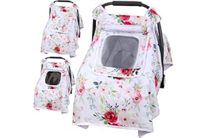 Bnditeu Car Seat Cover Baby, Carseat Covers Baby with 2 Layers Breathable Windows, Windproof Infant Car Seat Cover, Kick-Proof Baby Carrier Cover for Baby Girl Newborn Essentials