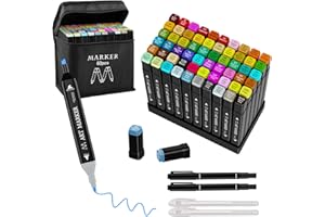 ATDOALL Alcohol Markers Set, 60 Colors Dual Tip Art Markers, Alcohol Based Markers for Kids Sketching Adult Coloring, Permanent Drawing Markers with Case and Holders