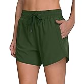 SAFWAK Women's 5" Running Shorts Quick Dry Sporty Athletic Gym Workout Shorts with Zipper Pockets Liner